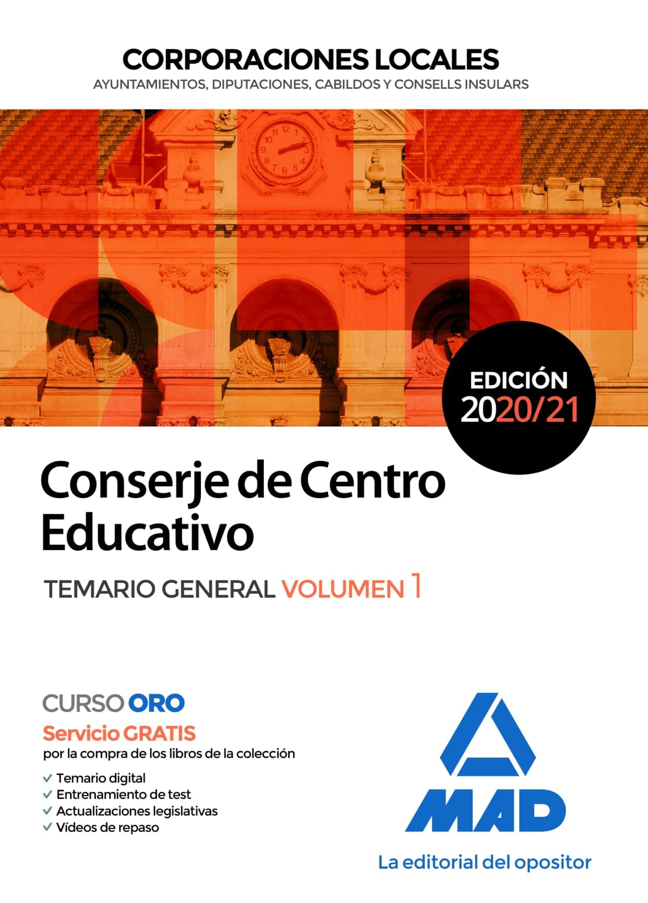 Portada de Conserje de Centro Educativo de Corporaciones Locales. Temario General volumen 1