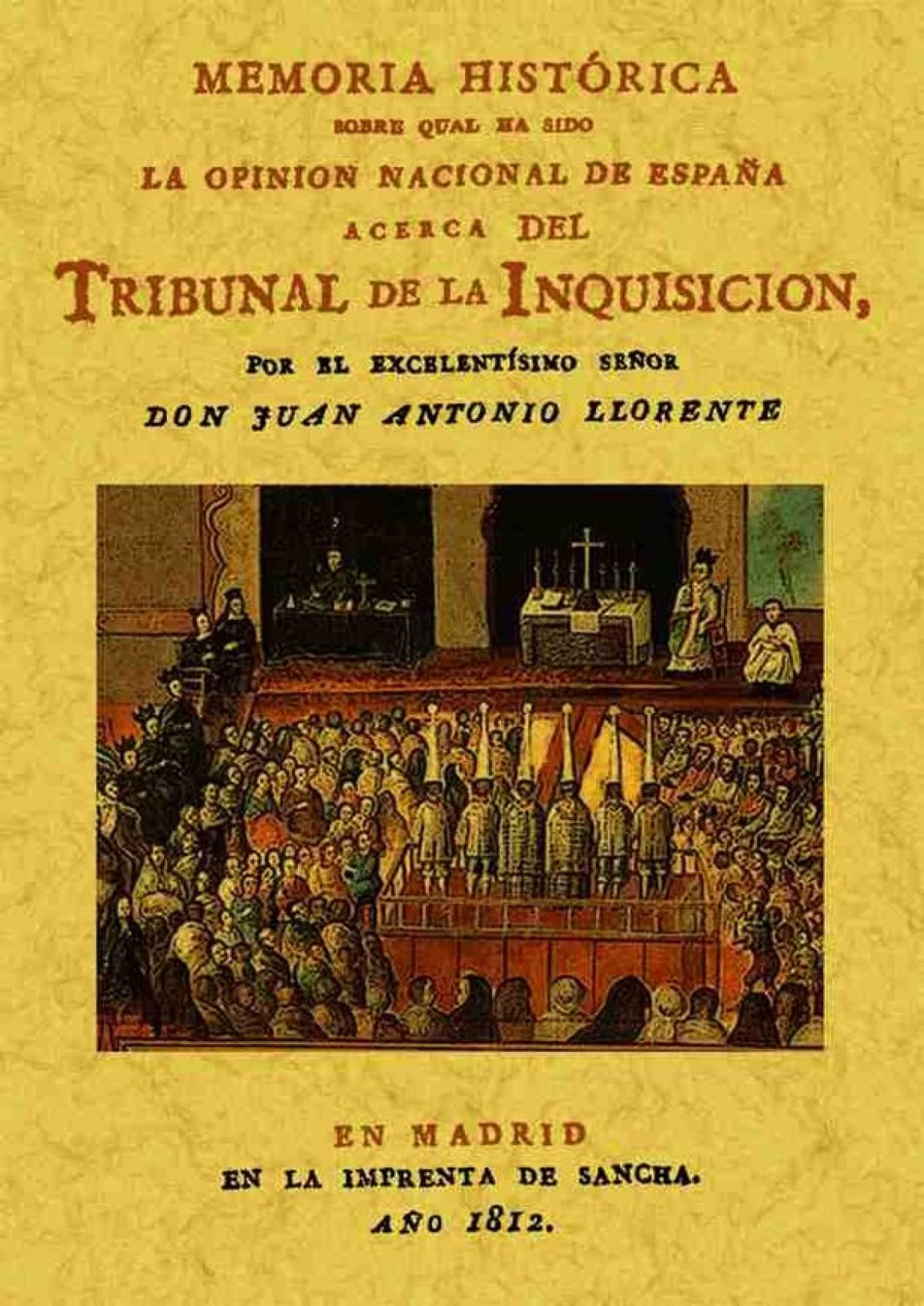 Portada de Memoria histórica acerca del Tribunal de la Inquisición