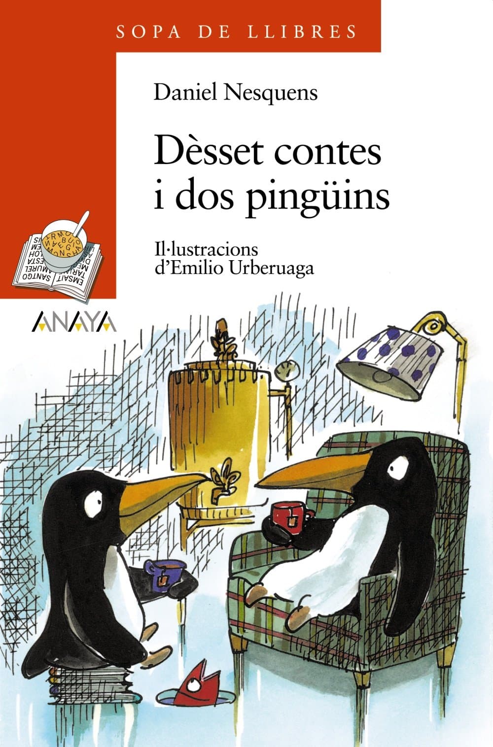 Portada de Dèsset contes i dos pingüins (Libros Infantiles - Sopa De Llibres (Edición En Valenciano))