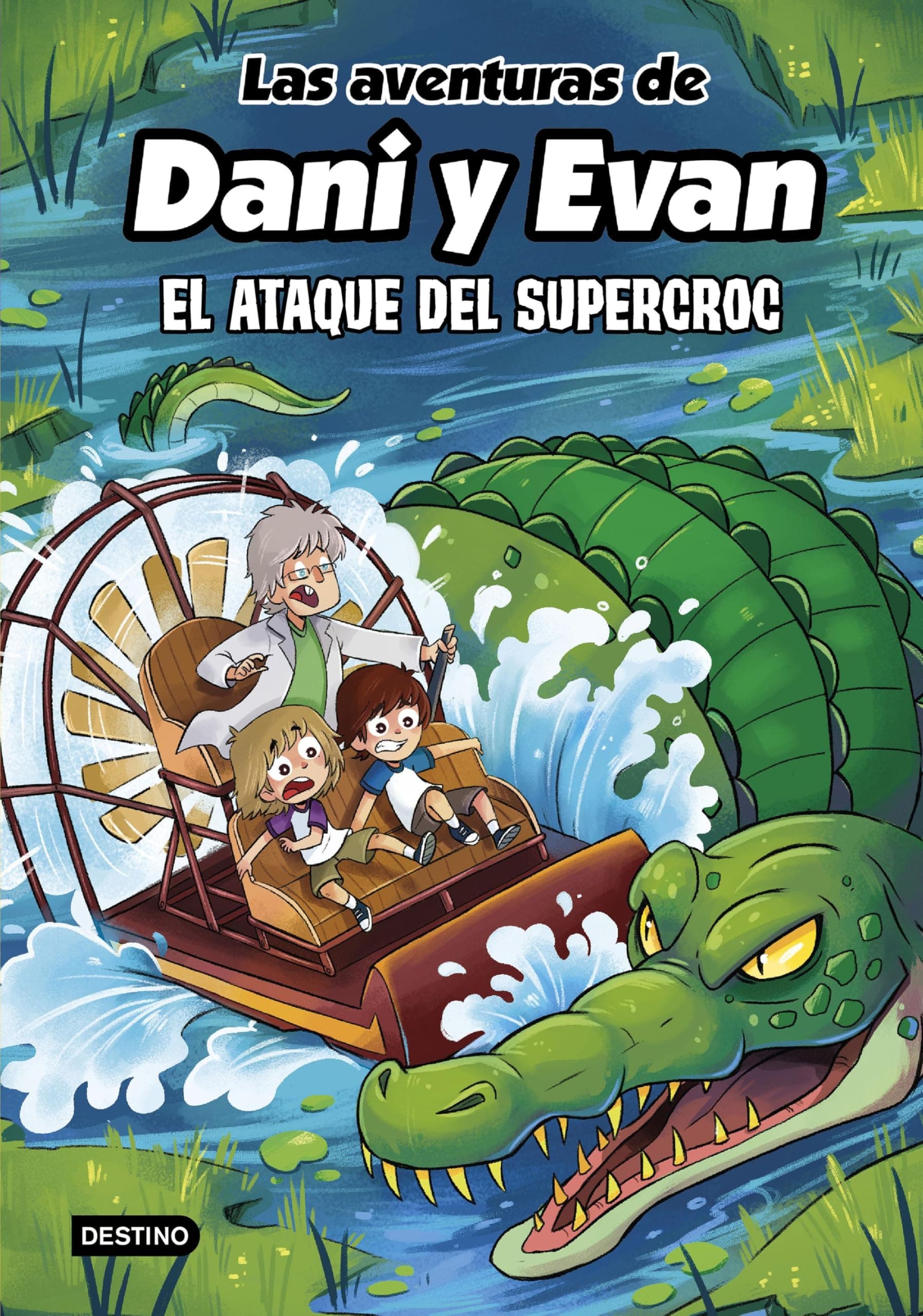 Portada de Las aventuras de Dani y Evan 11. El ataque del supercroc (Jóvenes influencers)